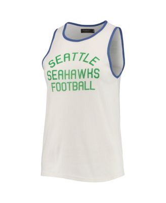 Women's White and Royal Seattle Seahawks Throwback Pop Binding Scoop Neck Tank Top