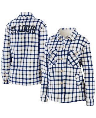 St. Louis Blues WEAR by Erin Andrews Women's Plaid Button-Up Shirt Jacket -  Oatmeal