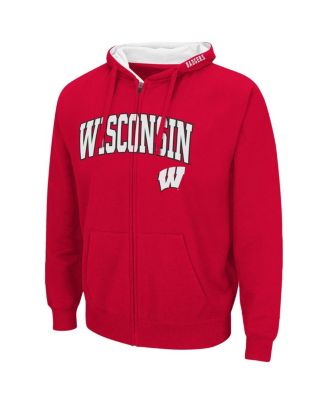 Men's Red Wisconsin Badgers Arch and Logo 3.0 Full-Zip Hoodie