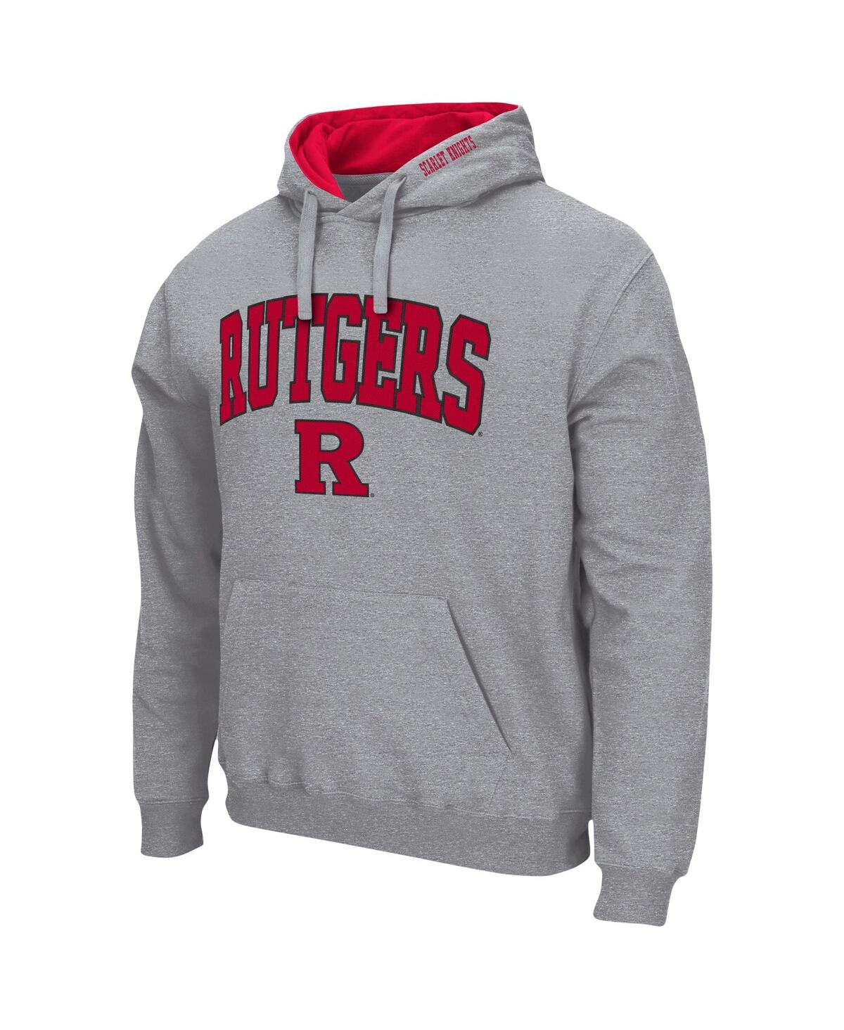 Colosseum Men's  Heathered Gray Rutgers Scarlet Knights Arch And Logo 3.0 Pullover Hoodie In Heathered Gray