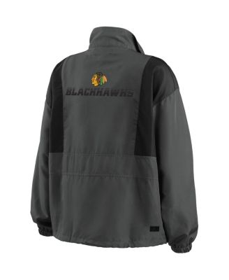 Women's Charcoal Chicago Blackhawks Popover Packable Half-Zip Jacket