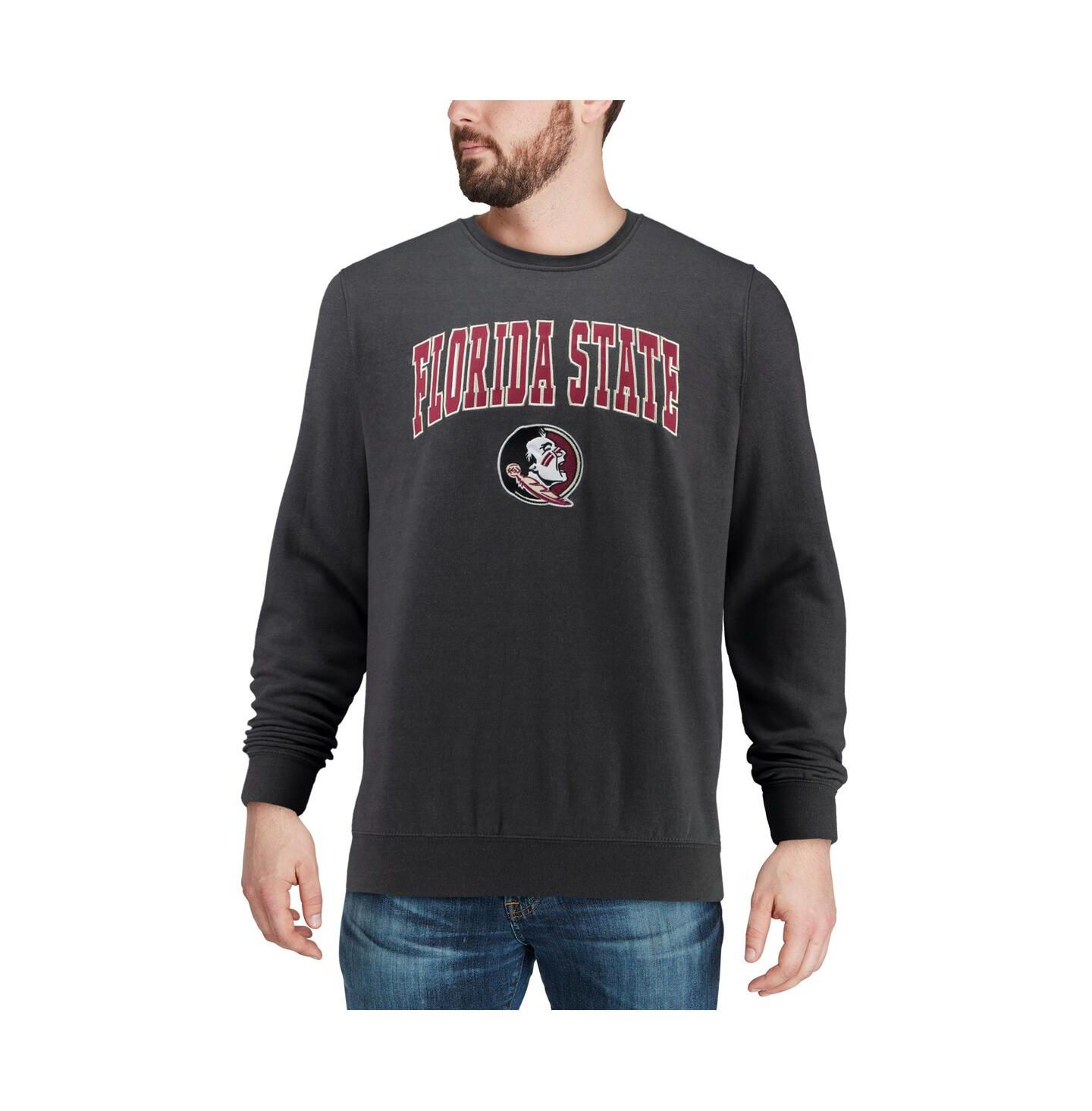 Мужская толстовка Colosseum Florida State Seminoles Arch & Logo Tackle Twill Pullover, цвет: Угольный — фото 4