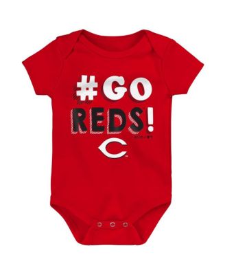 Infant Boys and Girls Red, White and Gray Cincinnati Reds Born To Win 3-Pack Bodysuit Set