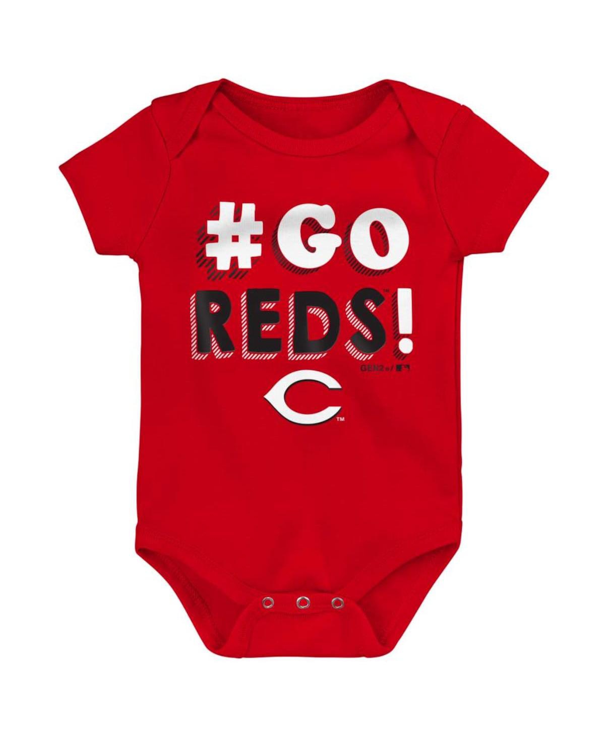 Shop Outerstuff Infant Boys And Girls Red, White And Gray Cincinnati Reds Born To Win 3-pack Bodysuit Set In Red,white,gray