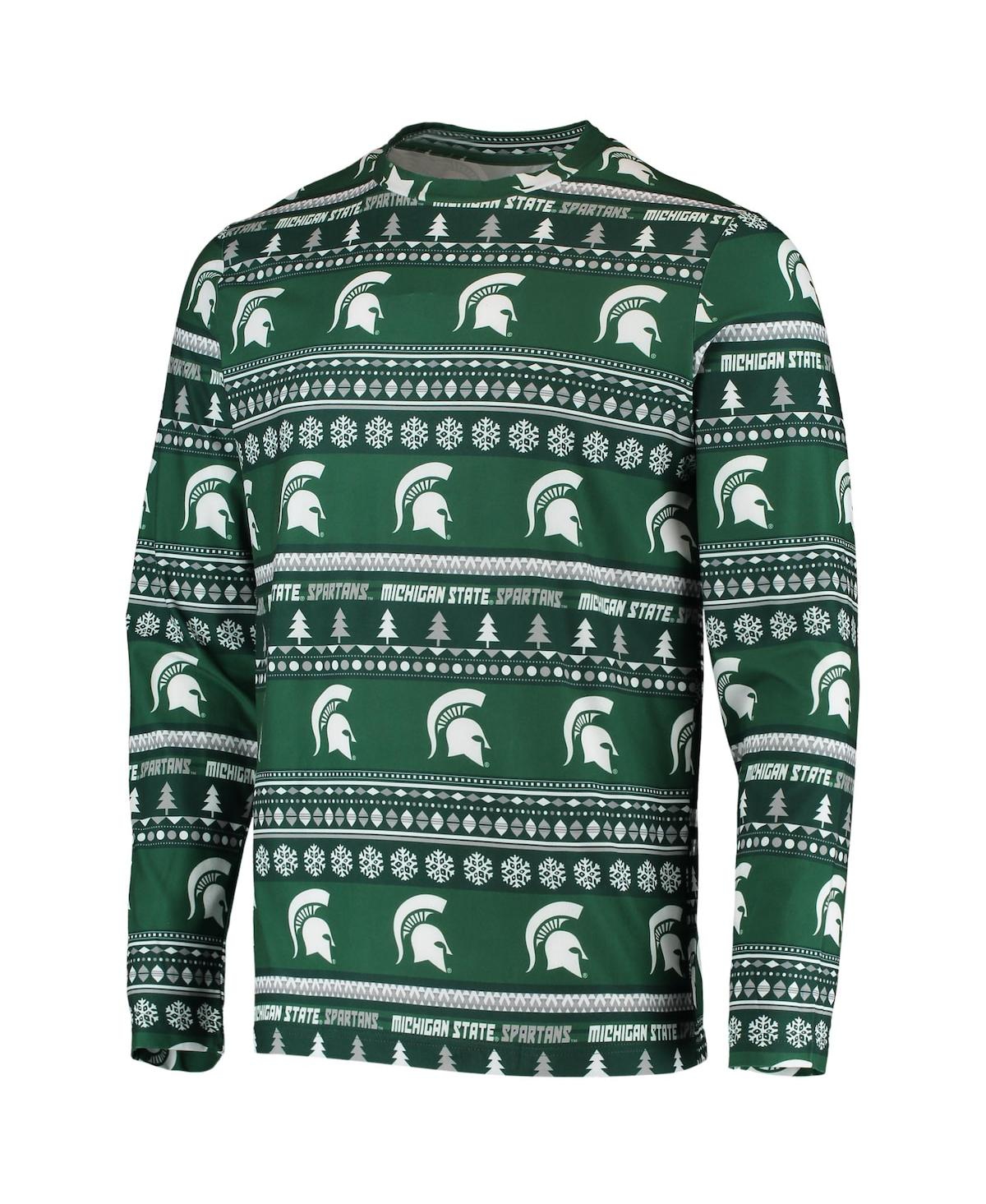 Shop Concepts Sport Men's  Green Michigan State Spartans Ugly Sweater Knit Long Sleeve Top And Pant Set