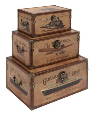 Rosemary Lane Wood Retro Trunk, Set of 3 - Macy's