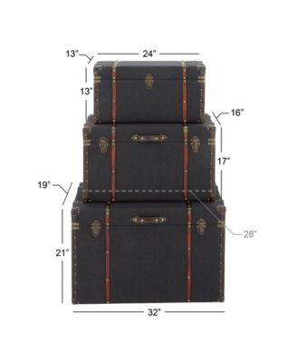 Wood Traditional Trunk, Set of 3