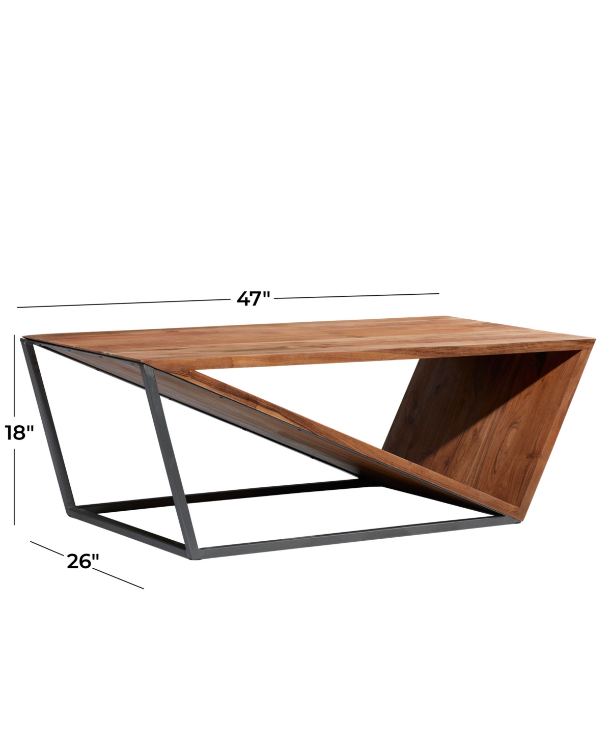Metal and Wood Triangular Table for Home Display