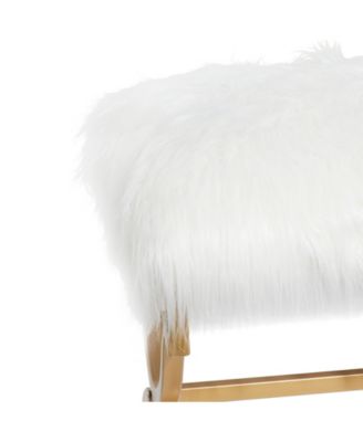 Faux Fur and Metal Contemporary Bench