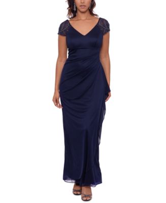 XSCAPE Embellished-Sleeve Gown - Macy's