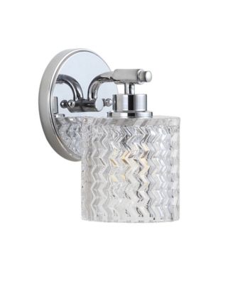 Spaulding Vintage-like 1-Light Pattern Glass Farmhouse Cottage LED Vanity Light