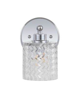 Spaulding Vintage-like 1-Light Pattern Glass Farmhouse Cottage LED Vanity Light