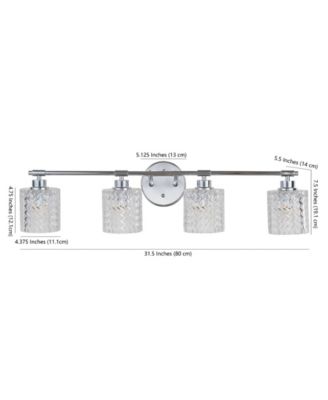 Spaulding Vintage-like 4-Light Pattern Glass Farmhouse Cottage LED Vanity Light