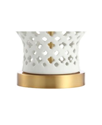 Quatrefoil Fretwork 20.5" Pierced Ginger Jar Ceramic, Led Table Lamp