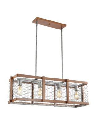 Gaines Linear 4-Light Adjustable Rustic Industrial LED Pendant