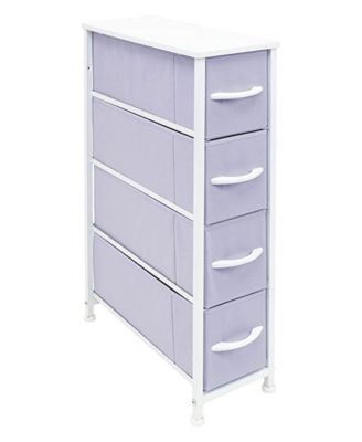 Narrow 4 Drawer Dresser Tower, Slim Metal Frame with Fabric Drawers, Space Saving Storage Organizer for Home