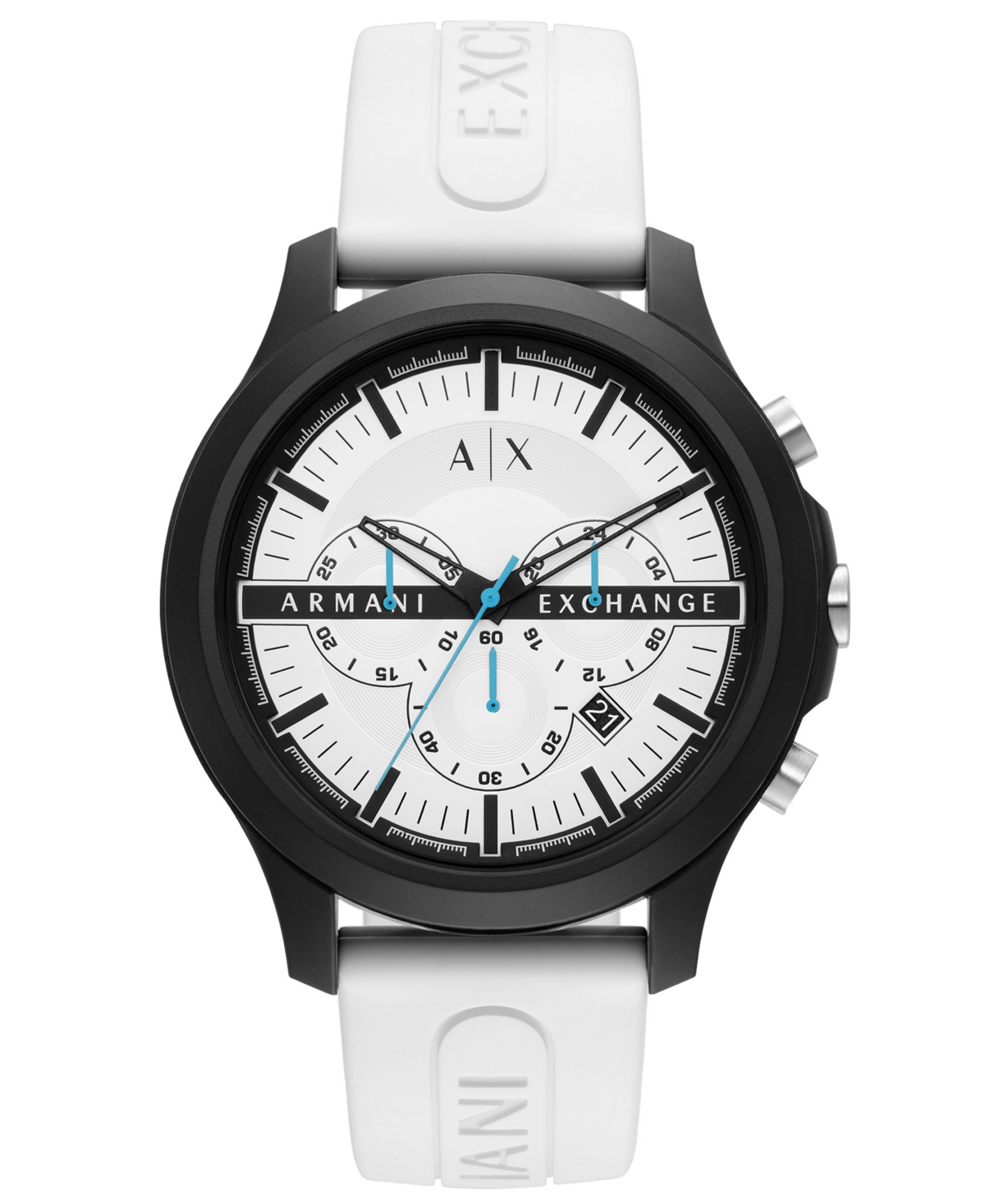 A X Armani Exchange Men's Chronograph Hampton White Silicone Strap Watch 46mm In White  Black