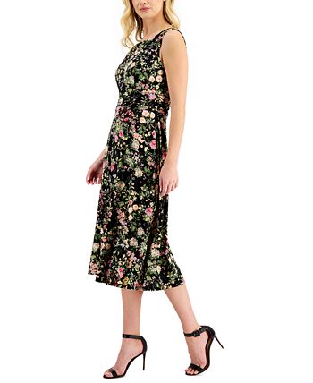 Connected Floral-Print Gathered-Waist Dress - Macy's