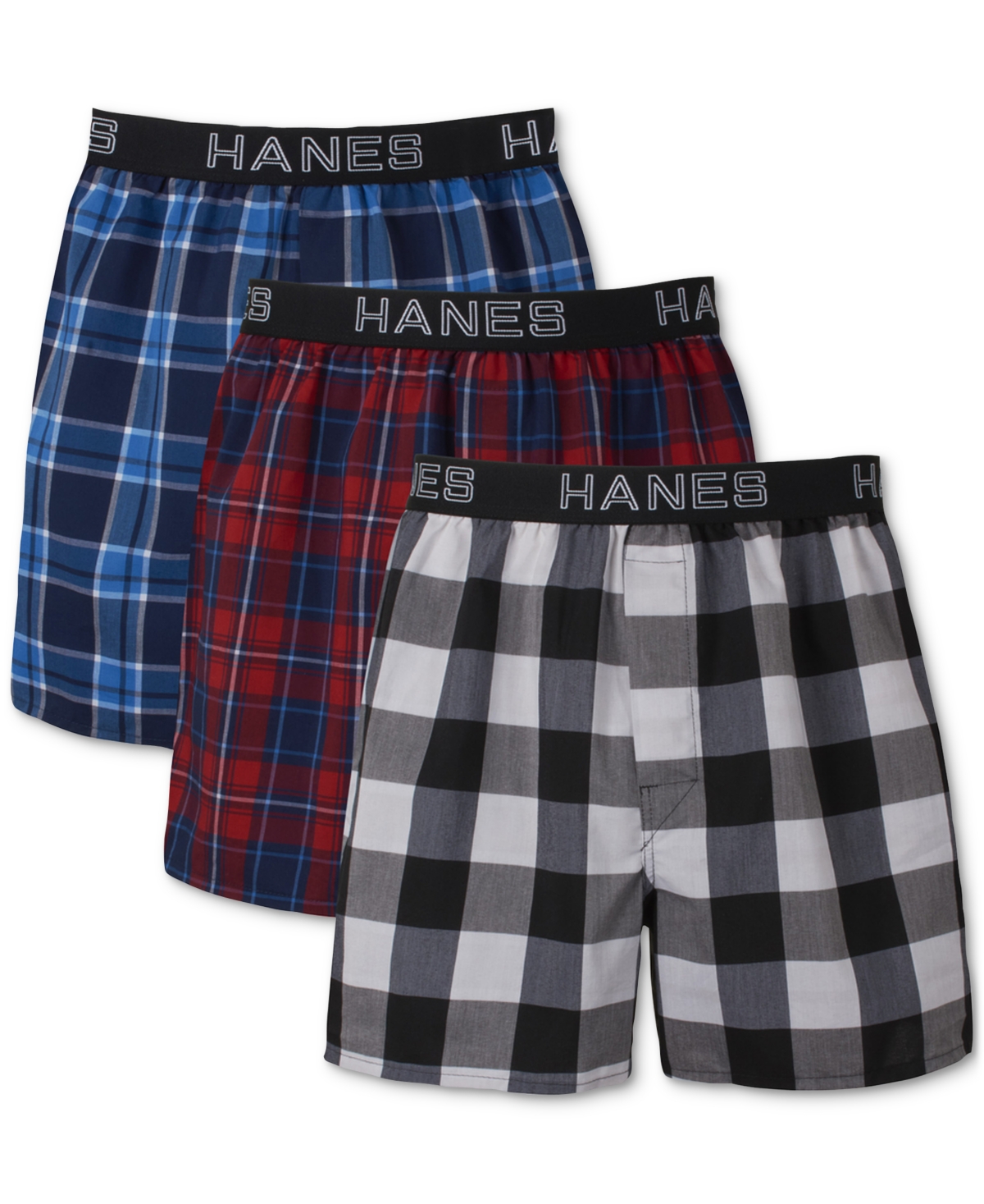 Hanes Men's 3-pk. Ultimate Comfort Flex Fit Stretch Woven Boxers In Assorted