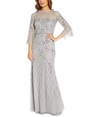 Adrianna Papell Embroidered Sequined Gown - Macy's