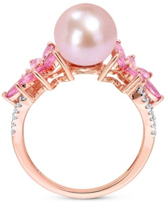 Cultured Freshwater Pearl (9mm), Sapphire (1-5/8 ct. t.w.) & Diamond (1/8 ct. t.w.) in 14k White Gold (Also in Aquamarine)