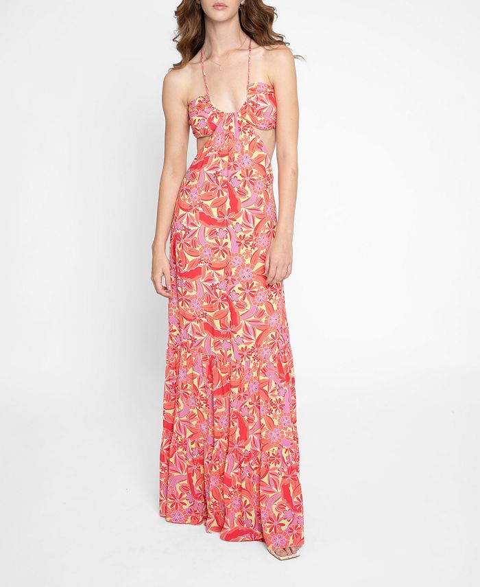 Nicole Miller Printed Cut Out Maxi Dress Macy s