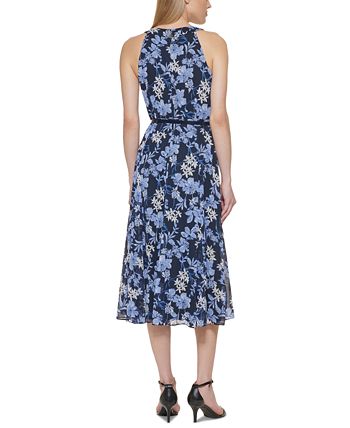 Tommy Hilfiger Petite Floral-Print Belted Midi Dress - Macy's
