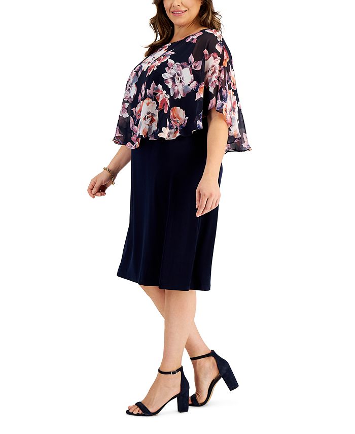 Connected Plus Size Printed Popover Sheath Dress - Macy's