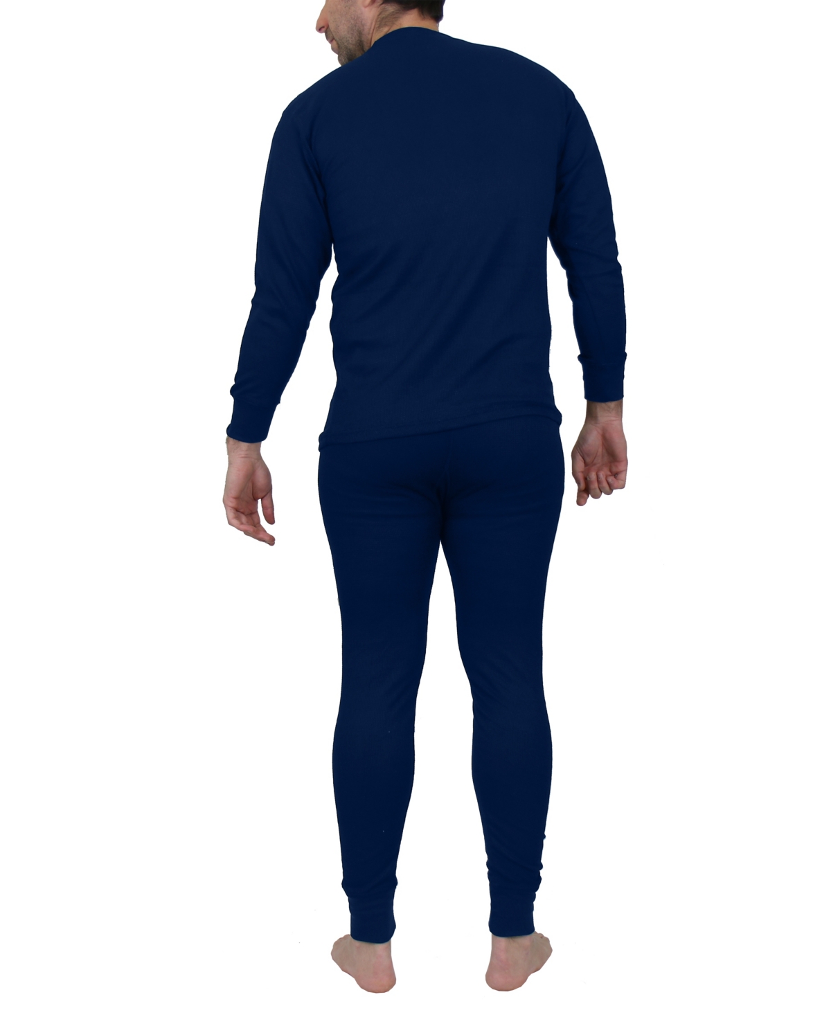 Galaxy By Harvic Men's Winter Thermal Top and Bottom, 4 Piece Set - Navy and Natural