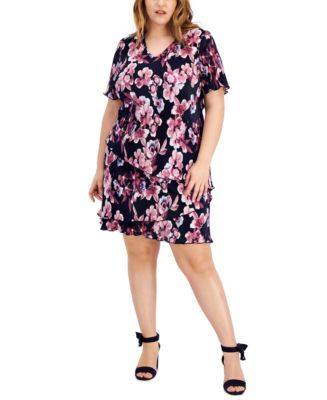 Connected Plus Size Pleated Tiered Sheath Dress - Macy's