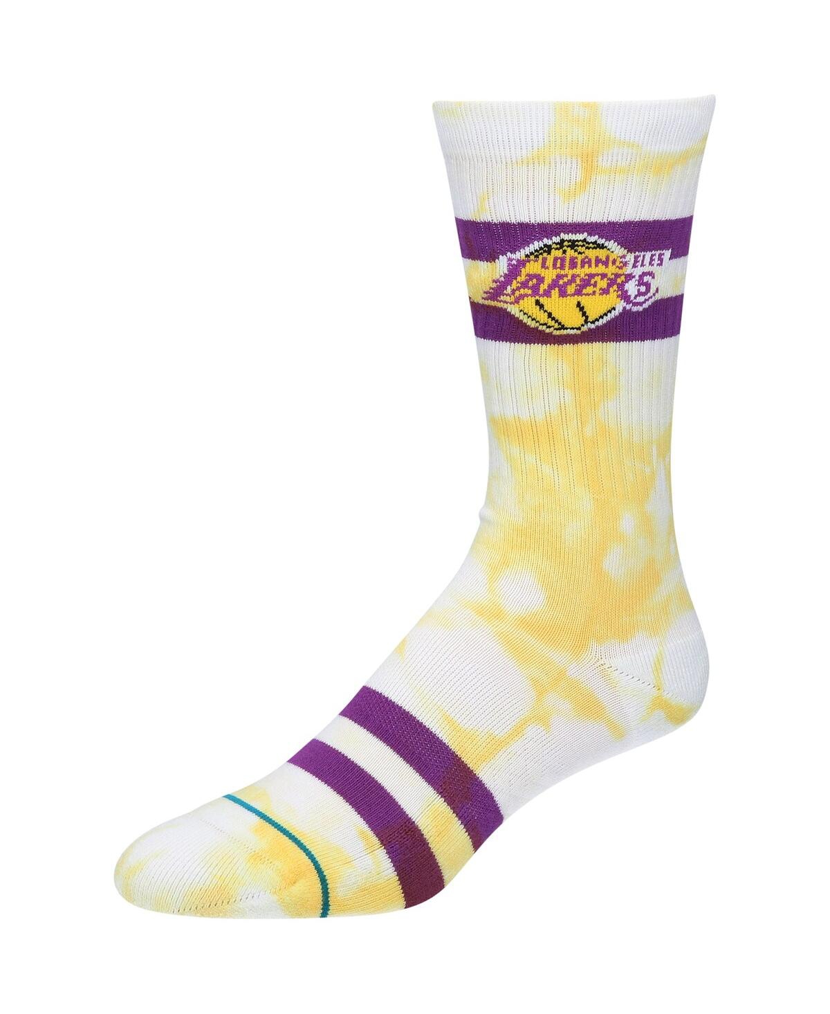 Stance Men's  Los Angeles Lakers Tie-dye Crew Socks In Gold