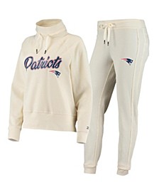 Women's Cream New England Patriots Zoey Raglan Pullover Sweatshirt and Pants Tri-Blend Lounge Set