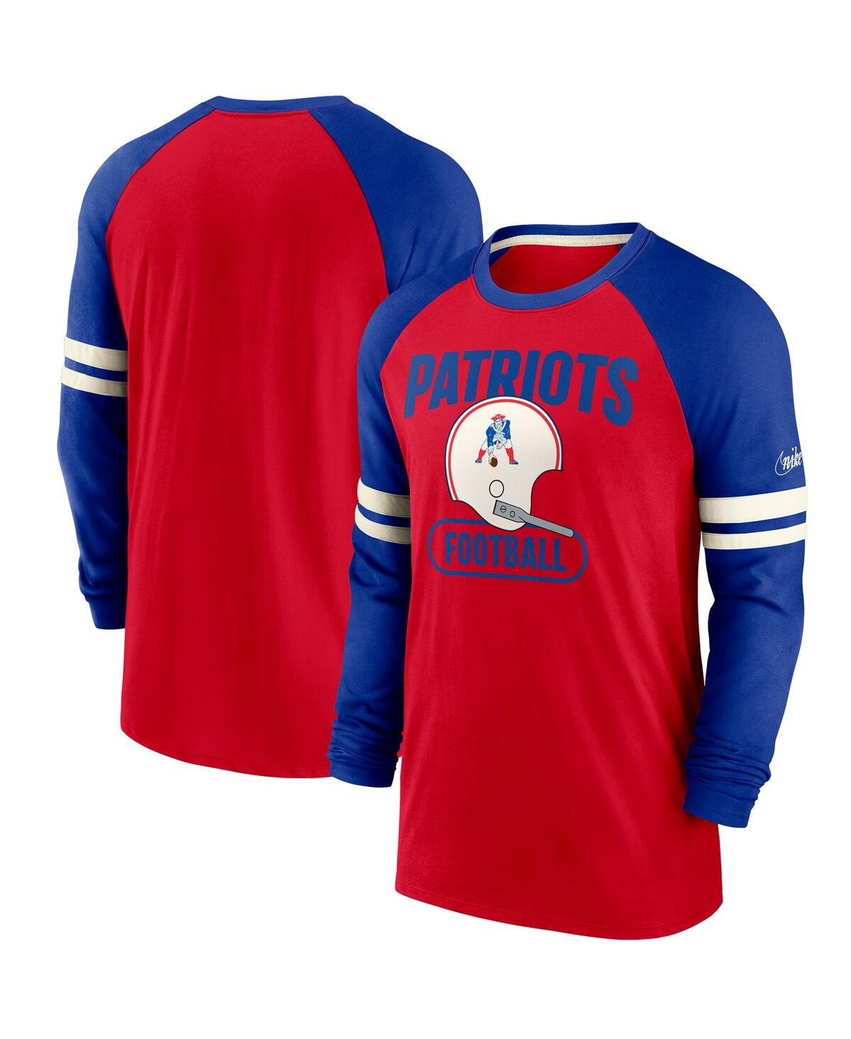 Men's Nike Royal New England Patriots Throwback Raglan Long Sleeve T-shirt - Royal