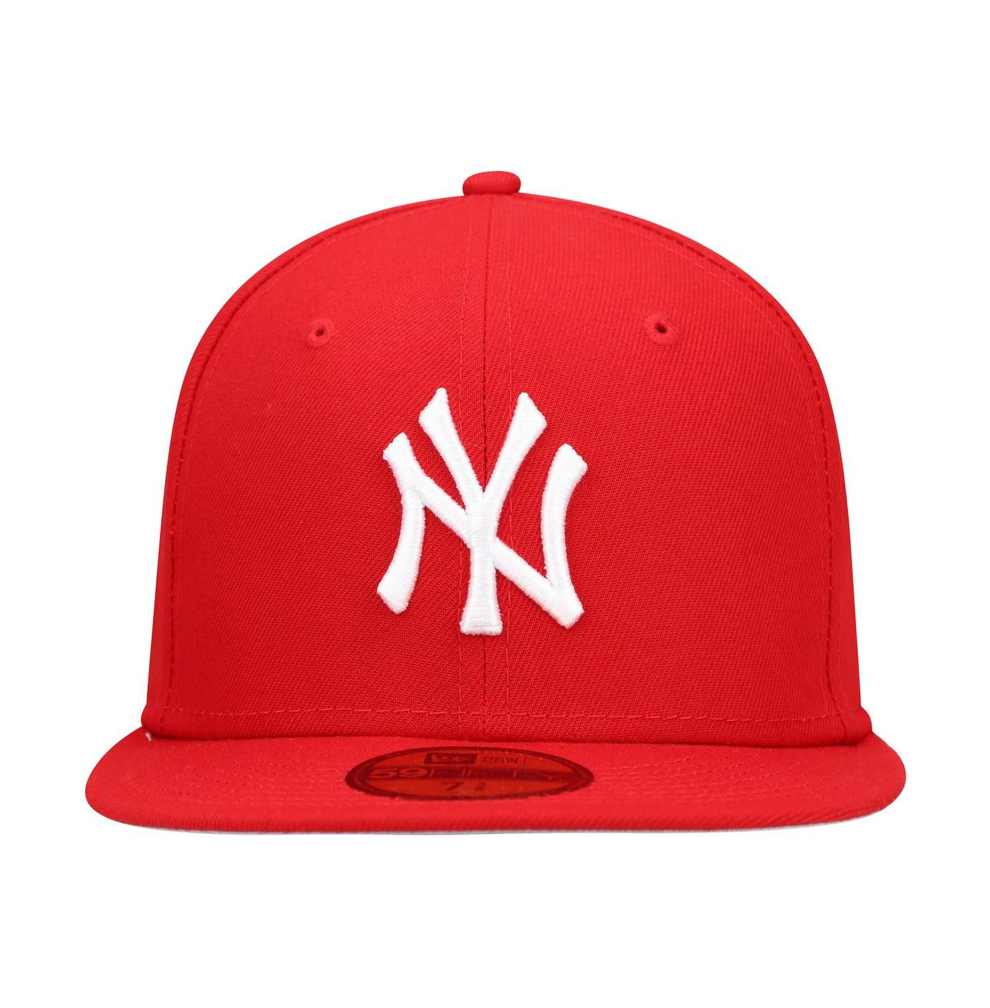 Мужская кепка New Era Red New York Yankees Logo White 59FIFTY Fitted Hat — фото 2