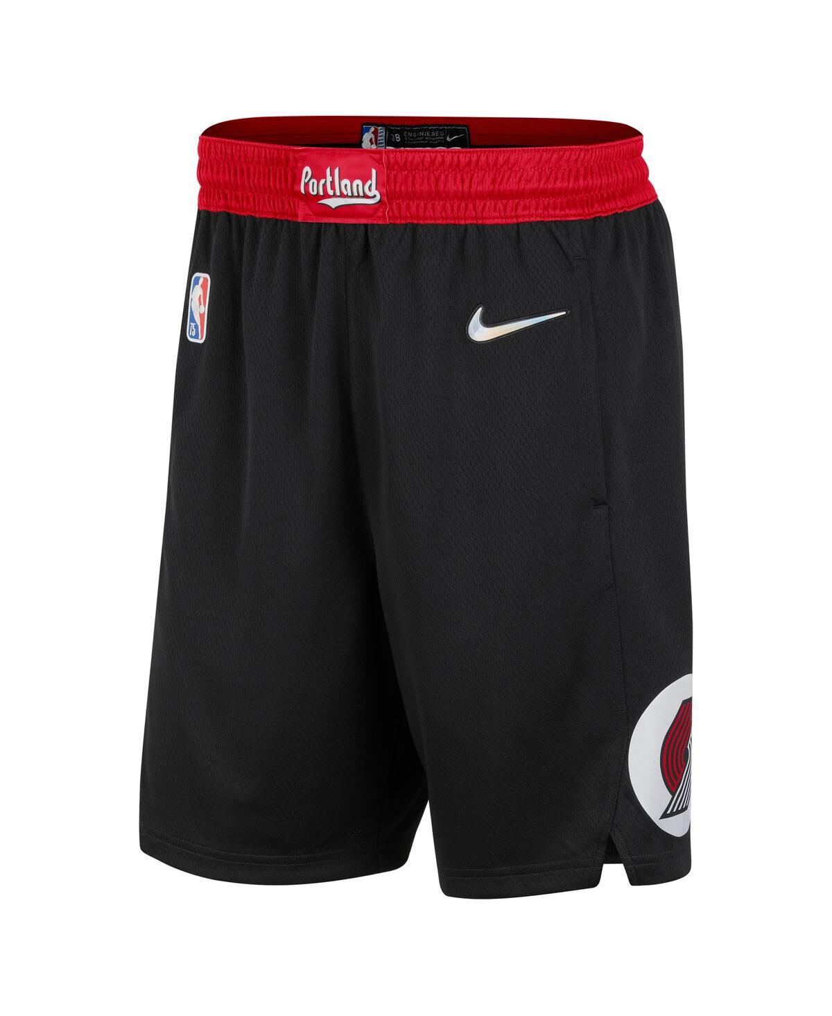 Shop Nike Men's  Black And Red Portland Trail Blazers 2021/22 City Edition Swingman Shorts In Black,red