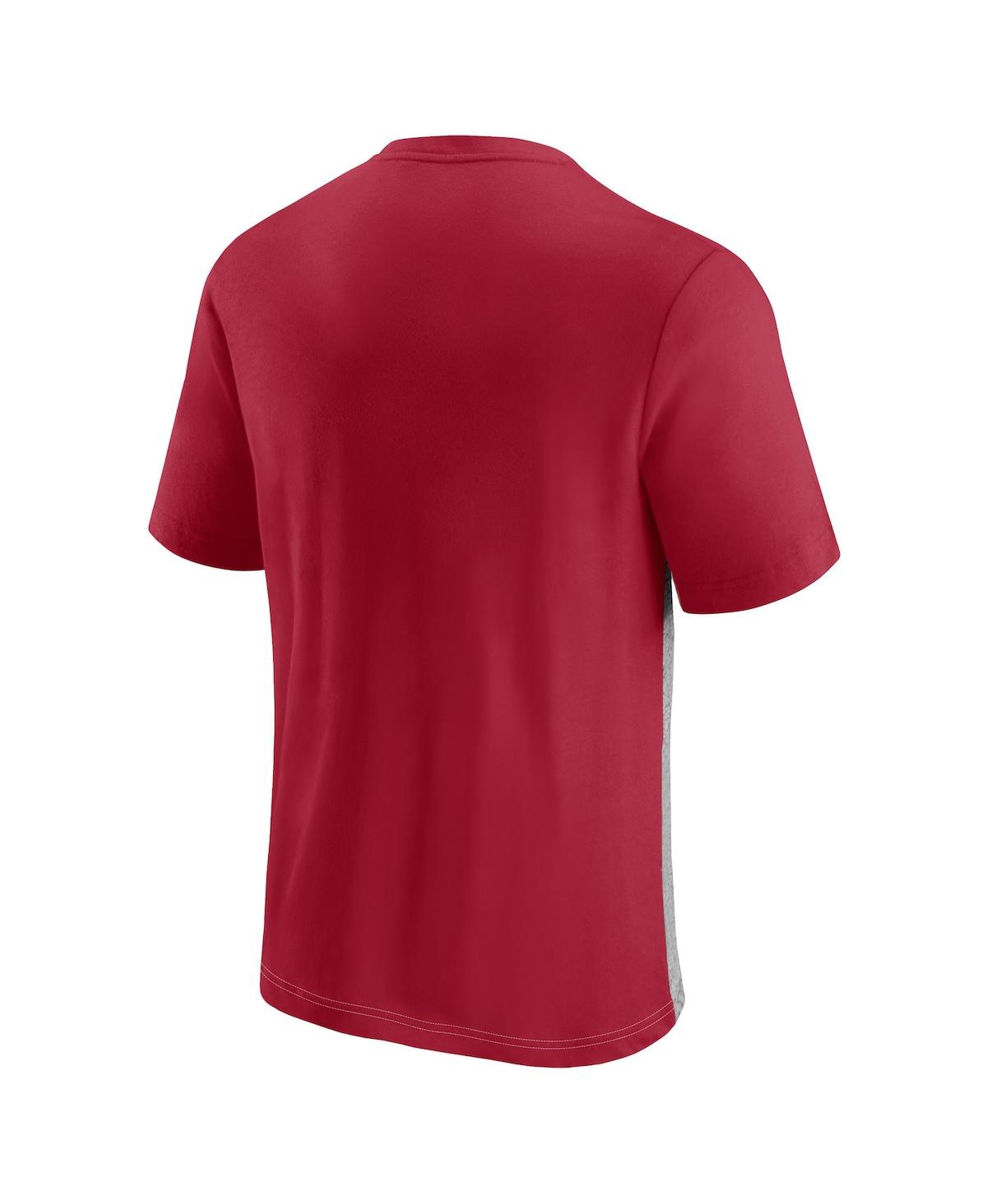 Fanatics Branded Red/heathered Gray Tampa Bay Buccaneers Colorblock T-shirt In Red,heathered Gray