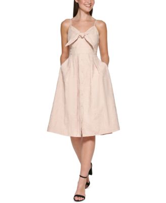 kensie - Embroidered Knot-Front Dress