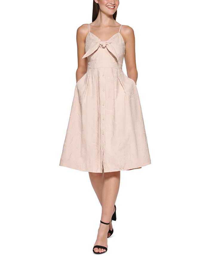 kensie - Embroidered Knot-Front Dress