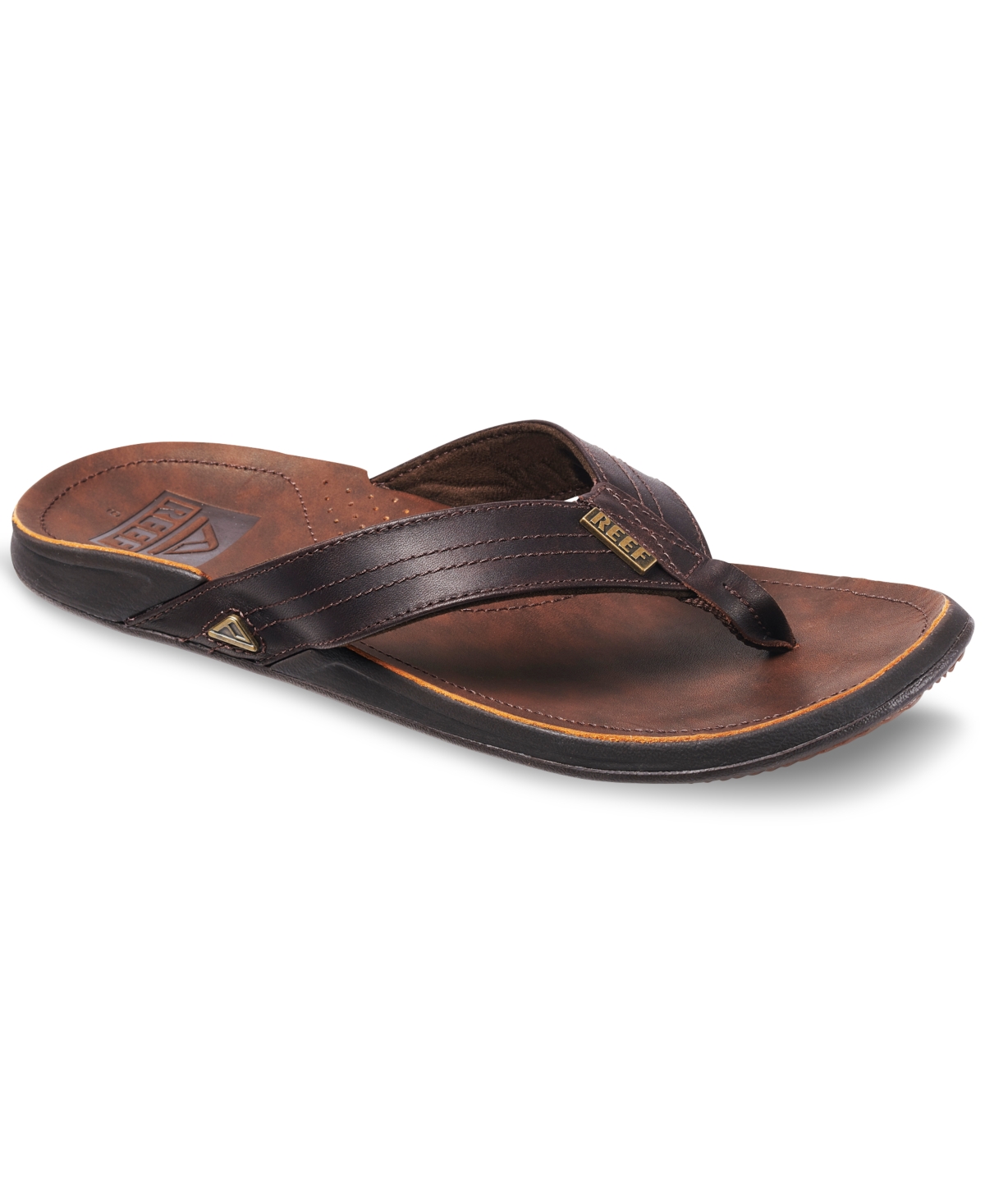 Reef J Bay Mens Leather Casual Thong Sandals In Dark Brown