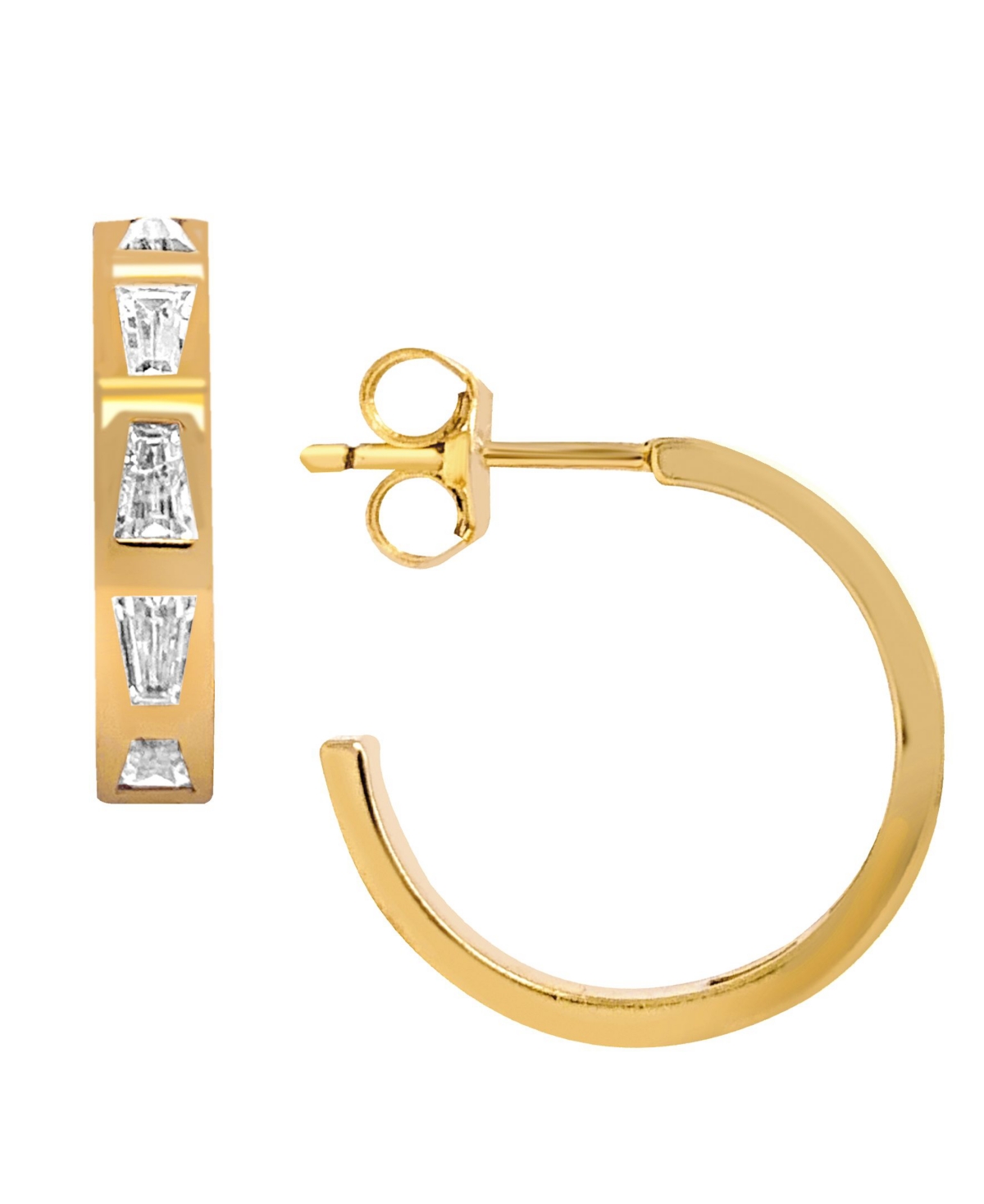 18K Gold Plated Imitation Cubic Zirconia Encrusted Hoop Earrings - Gold Plated