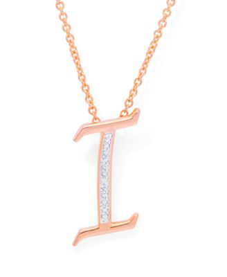 Diamond Accent Initial Pendant Necklace 18" in Gold Plate or Rose Gold Plate