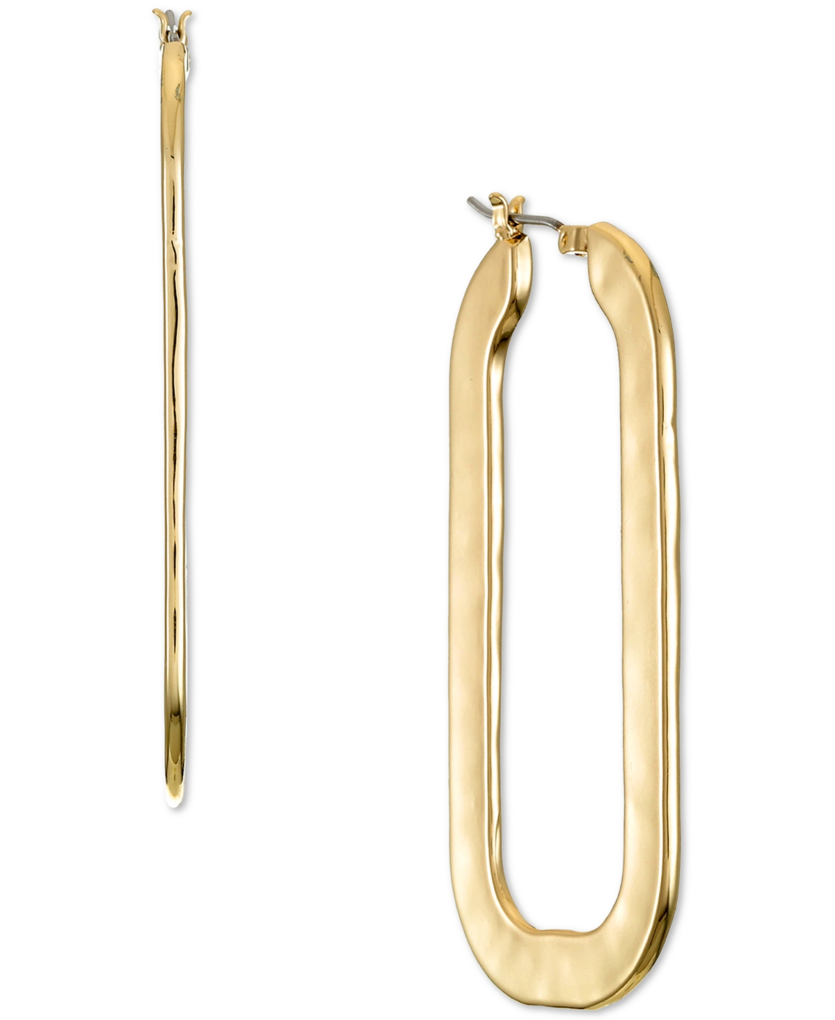 Style & Co Gold-tone Hammered Oval Hoop Earrings, Exclusively At Macy's In Gold