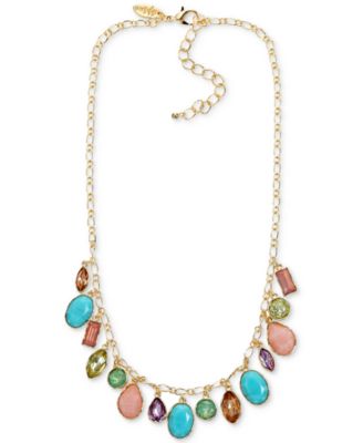Photo 1 of Style & Co Gold-Tone Multi-Stone Shaky Statement Necklace, 18" + 3" extender, 