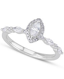 Diamond Marquise Halo Engagement Ring (1/2 ct. t.w.) in 14k White Gold