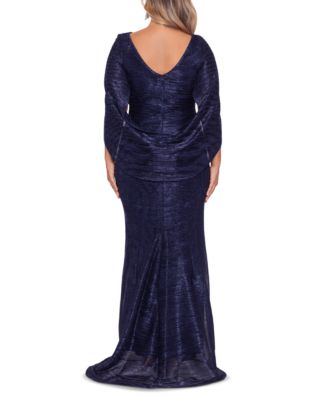 Plus Size Drape-Back Crinkled Gown