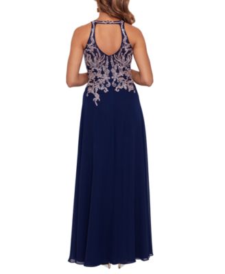 Embellished-Bodice Chiffon Gown
