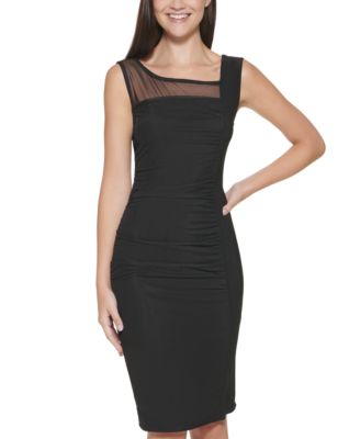 DKNY - Sheer-Yoke Ruched Dress