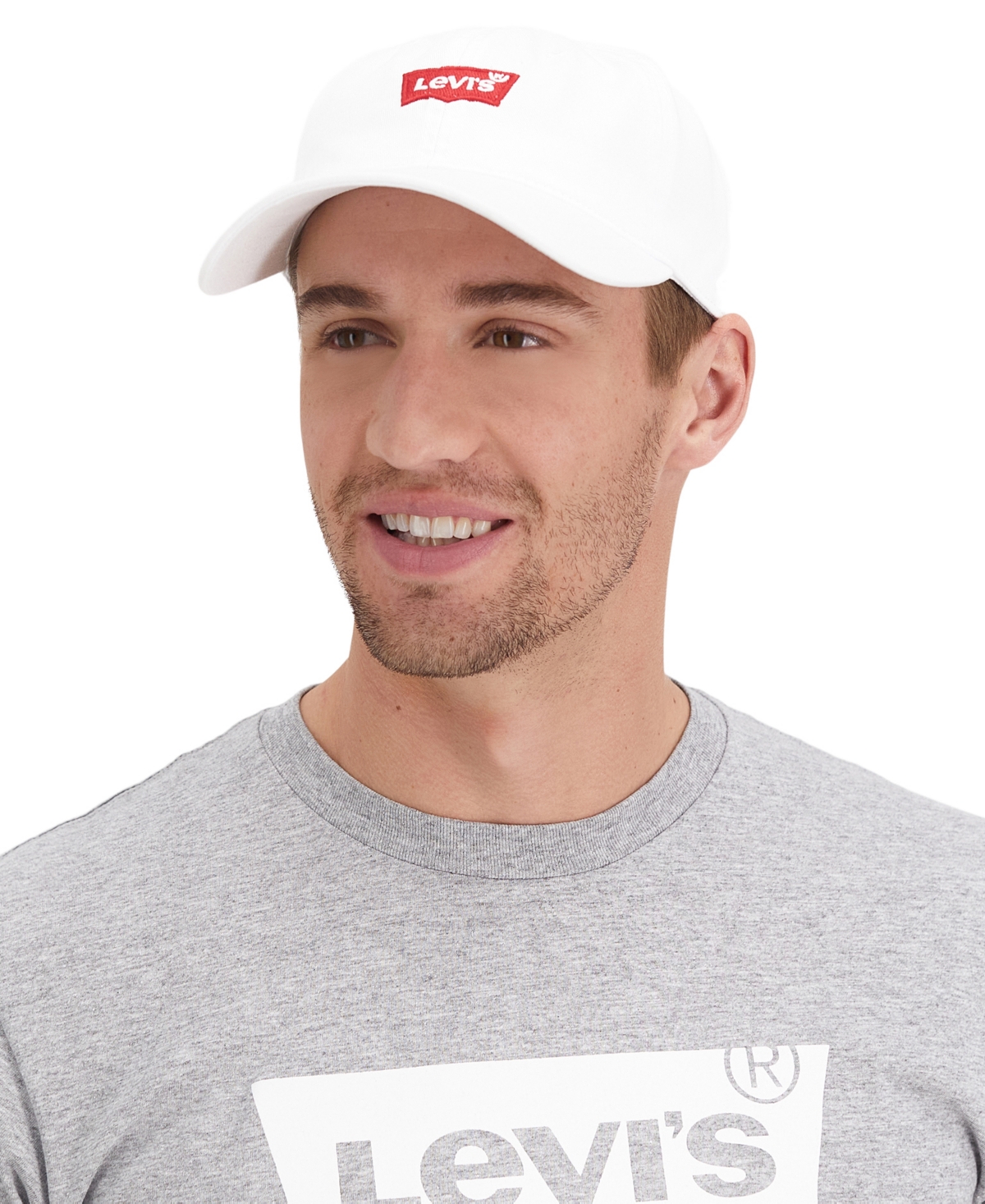 Levi's Men's Large Batwing Baseball Adjustable Strap Hat In White