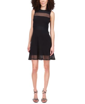 Michael kors lace mesh hotsell fit and flare dress