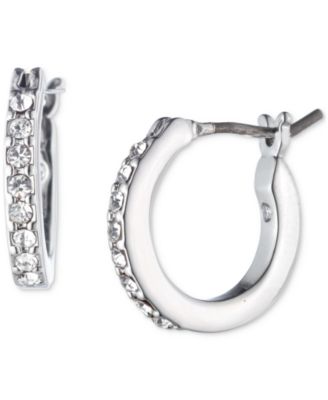 Extra-Small Pav&eacute; Hoop Earrings, 0.35" 